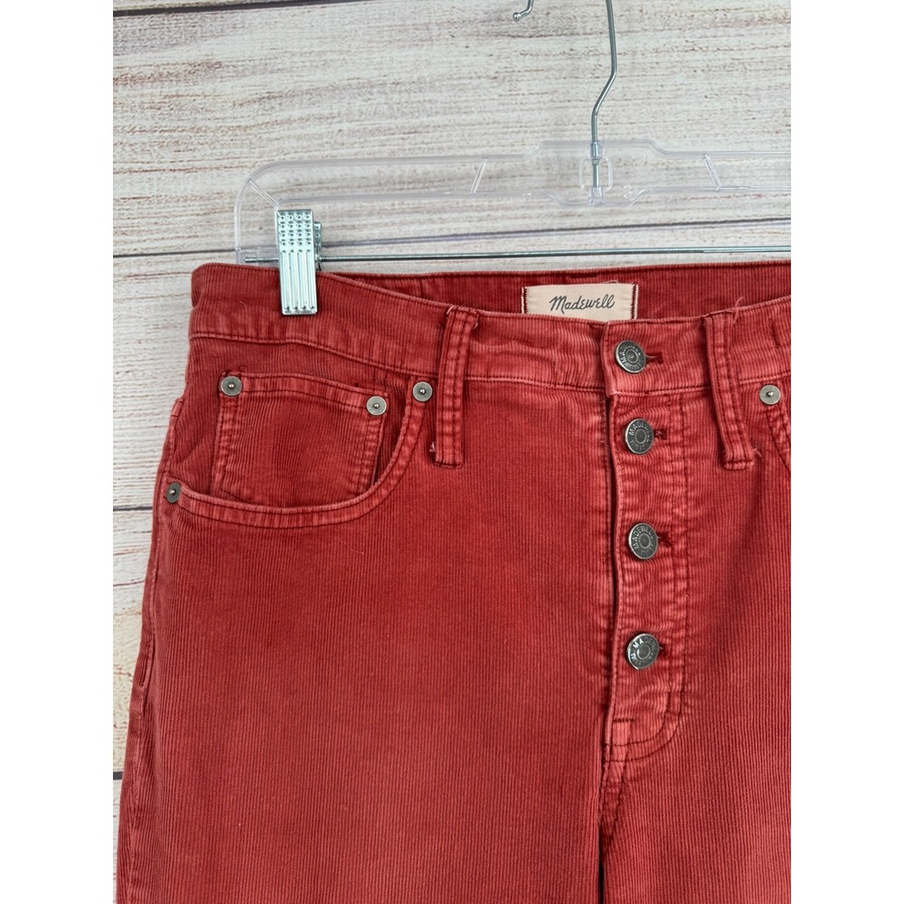 Madewell Cali Demi-Boot Pants Women 30 Red Corduroy High Rise Button Fly M0602 - Picture 9 of 10
